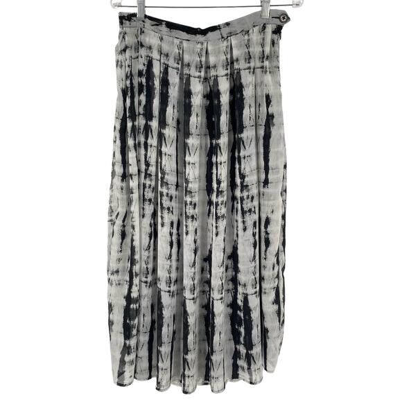 WHO WHAT WEAR Black Gray Tie Dye Pleated Midi Skirt Size 10 Goth Punk Emo Grunge - Picture 1 of 6